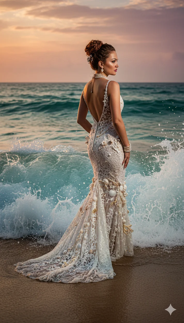 Девушка в платье у моря  