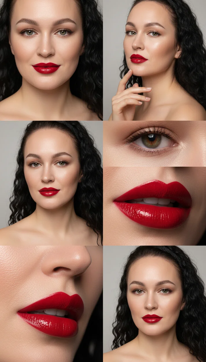 beauty-съёмка в стиле рекламной кампании косметического бренда, коллаж из нескольких кадров