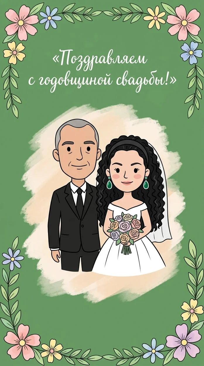 Открытка с годовщиной свадьбы и вашим фото 