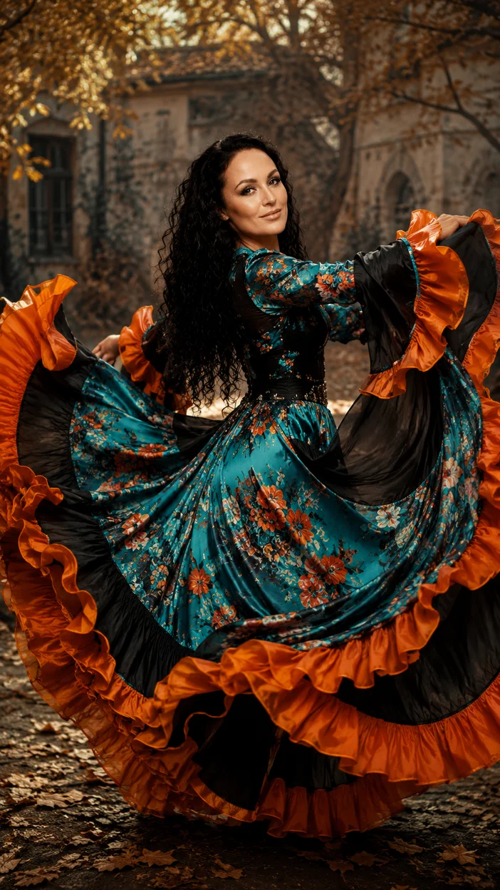 Фотосессия цыганского танца с летящей юбкой