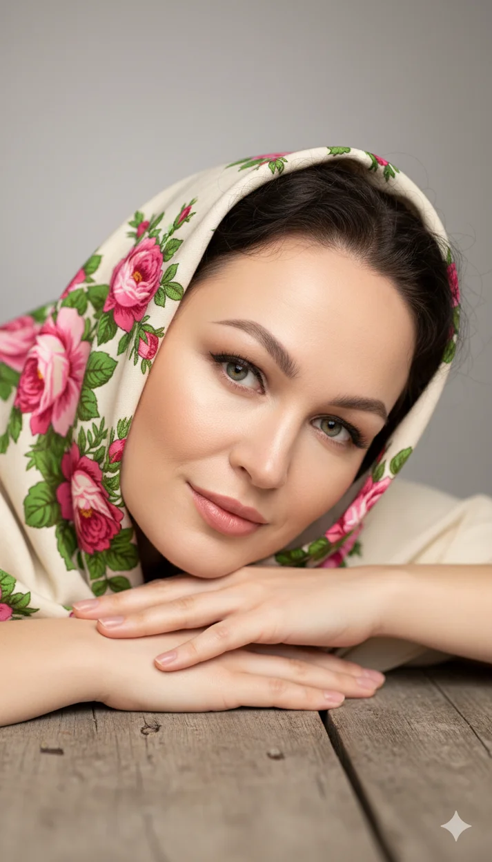 Женщина в цветочном платке