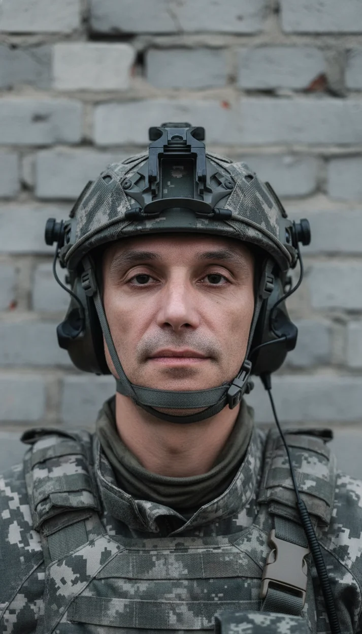  Военный портрет, полностью открытое лицо СВО ИИ 