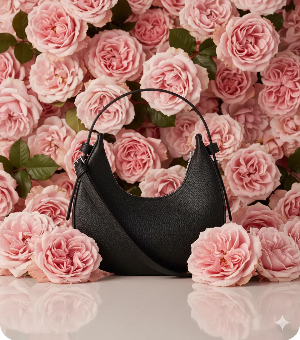 Сцена для продажи сумки с цветами 