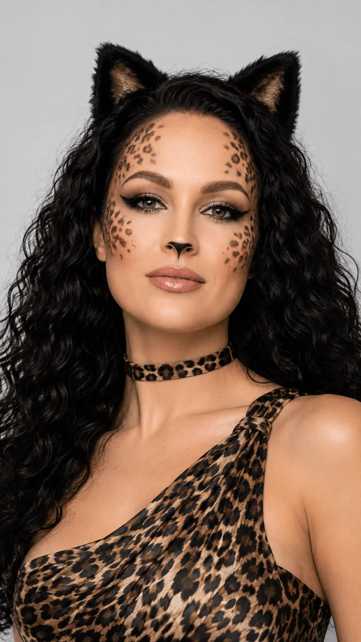 Фотосессия fashion‑портрет леопардовый макияж и чокер в стиле feline editorial