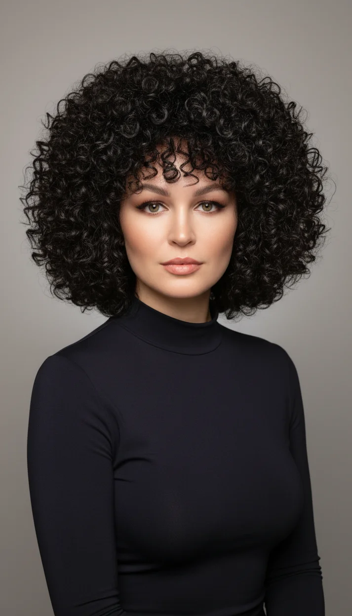 Замена прически -  Короткая кудрявая укладка с максимальным объемом и плотной текстурой локонов 