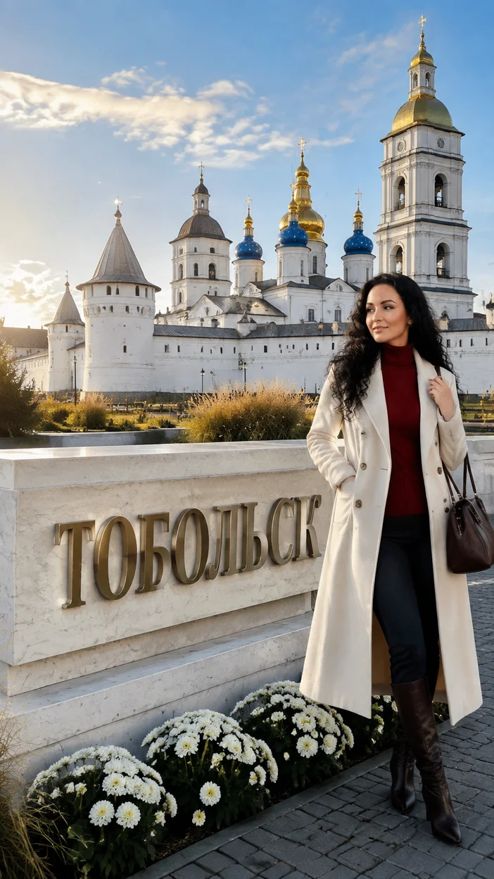 Фотосессия девушки в пальто в Тобольске