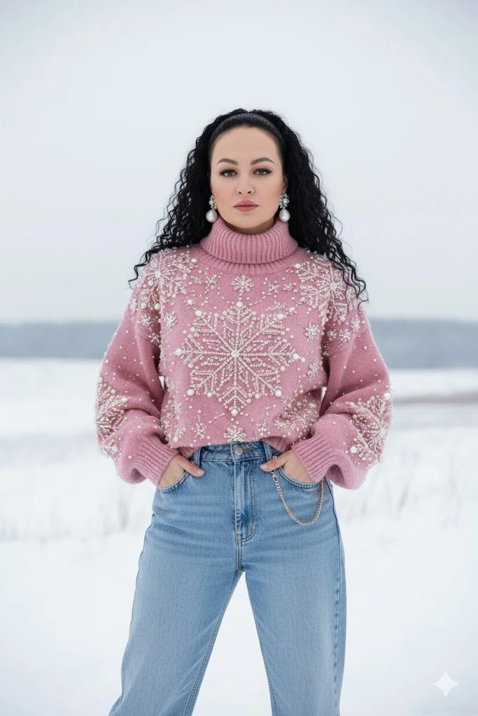 Зимняя нежность: жемчужный узор