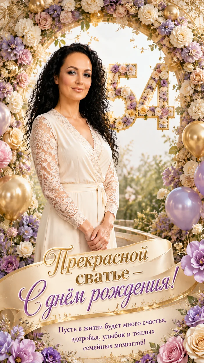 Фотооткрытка для сватьи с поздравлением "С днём рождения!"