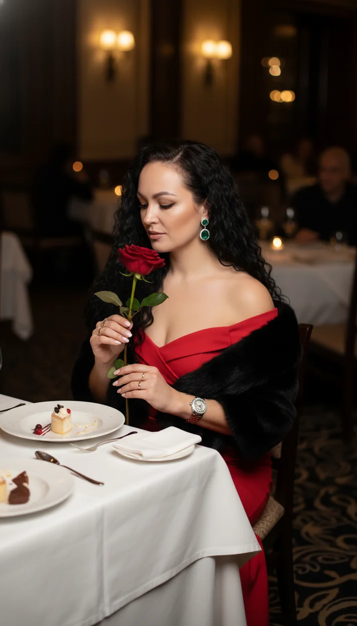  Ресторанный портрет с красной розой