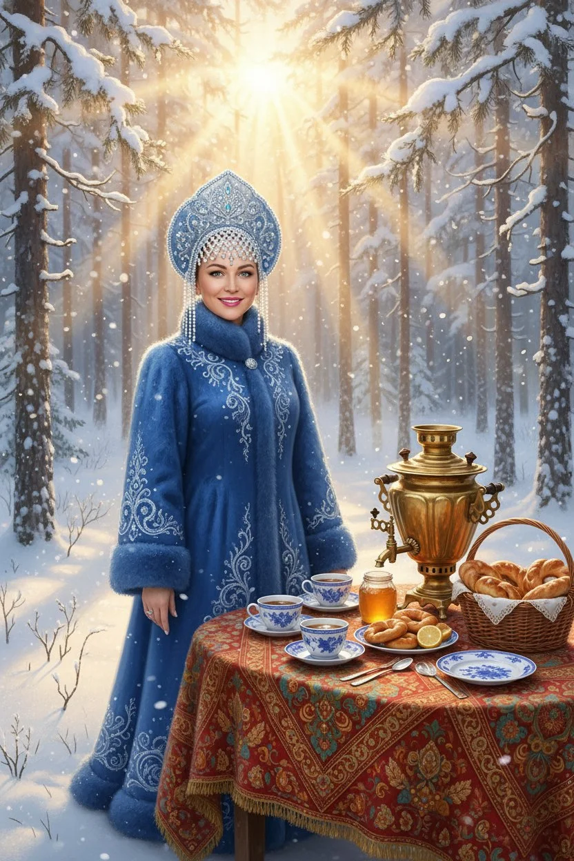 ИИ-фотосессия — Снегурочка в лесу