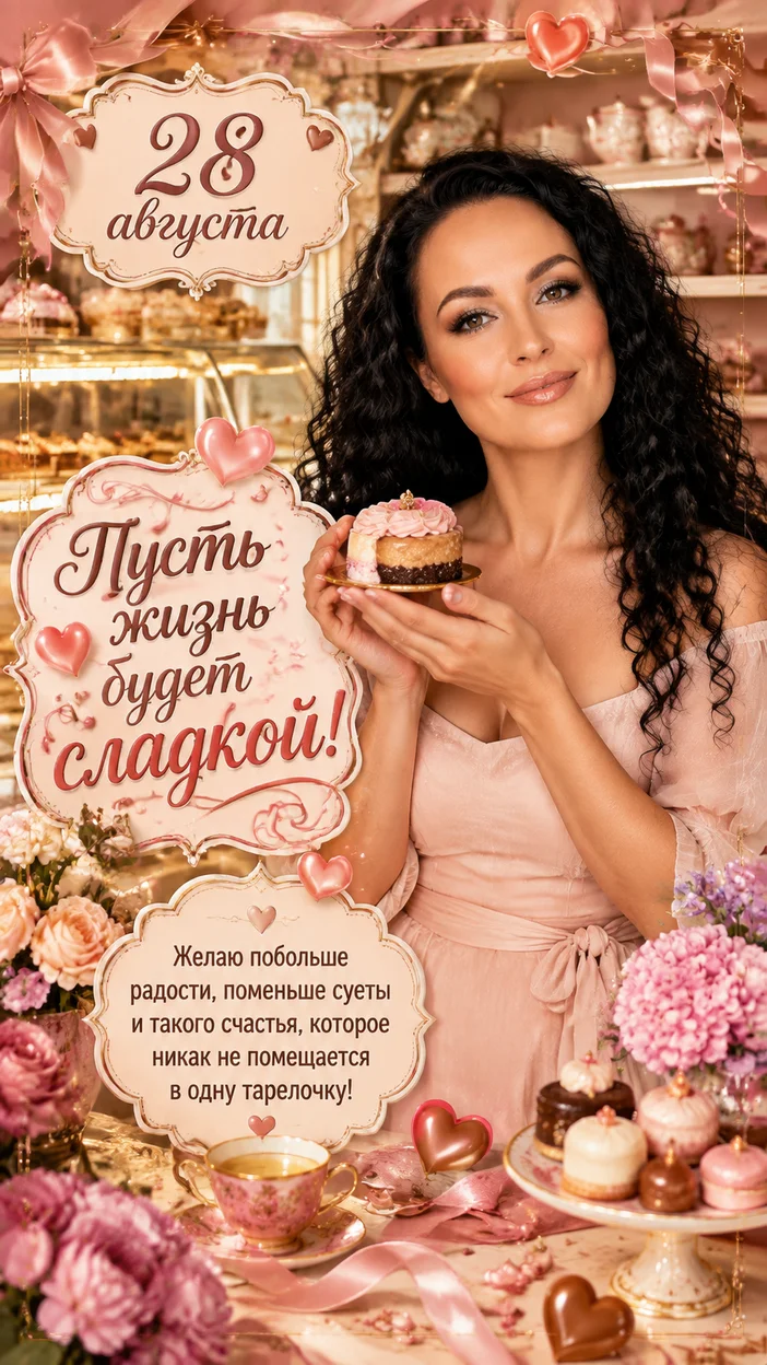 Фотосессия женщины в пастельном платье в кондитерской