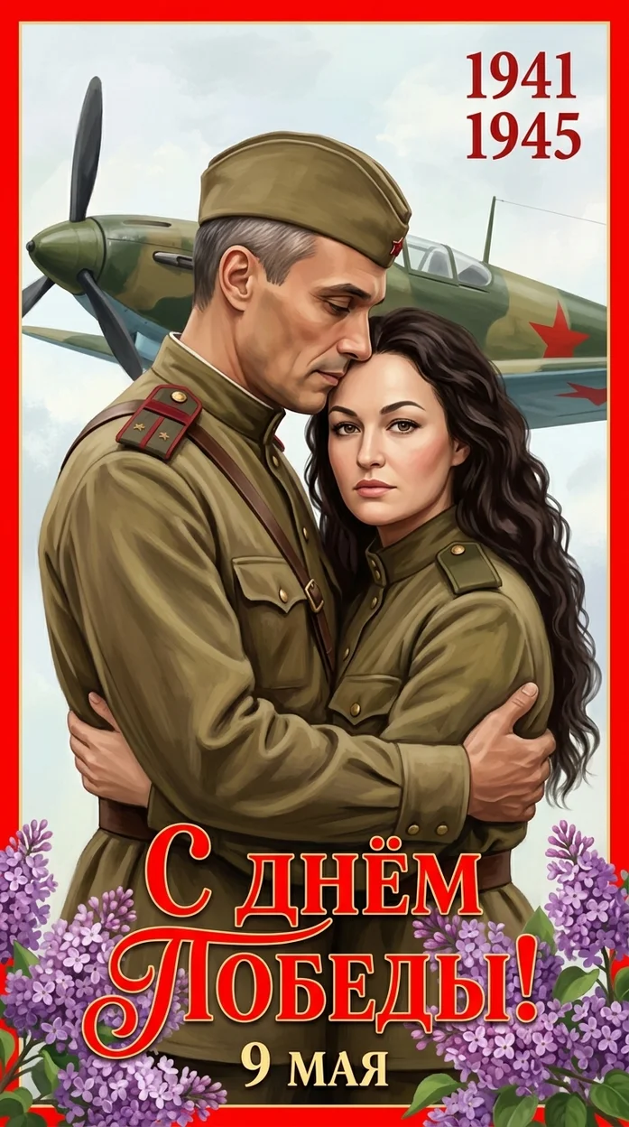 открытка иллюстрация 9 мая, парная-ваши лица