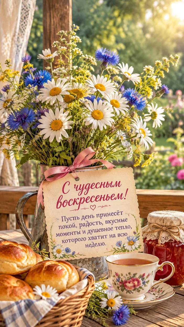 Фотооткрытка с текстом «С чудесным воскресеньем!»