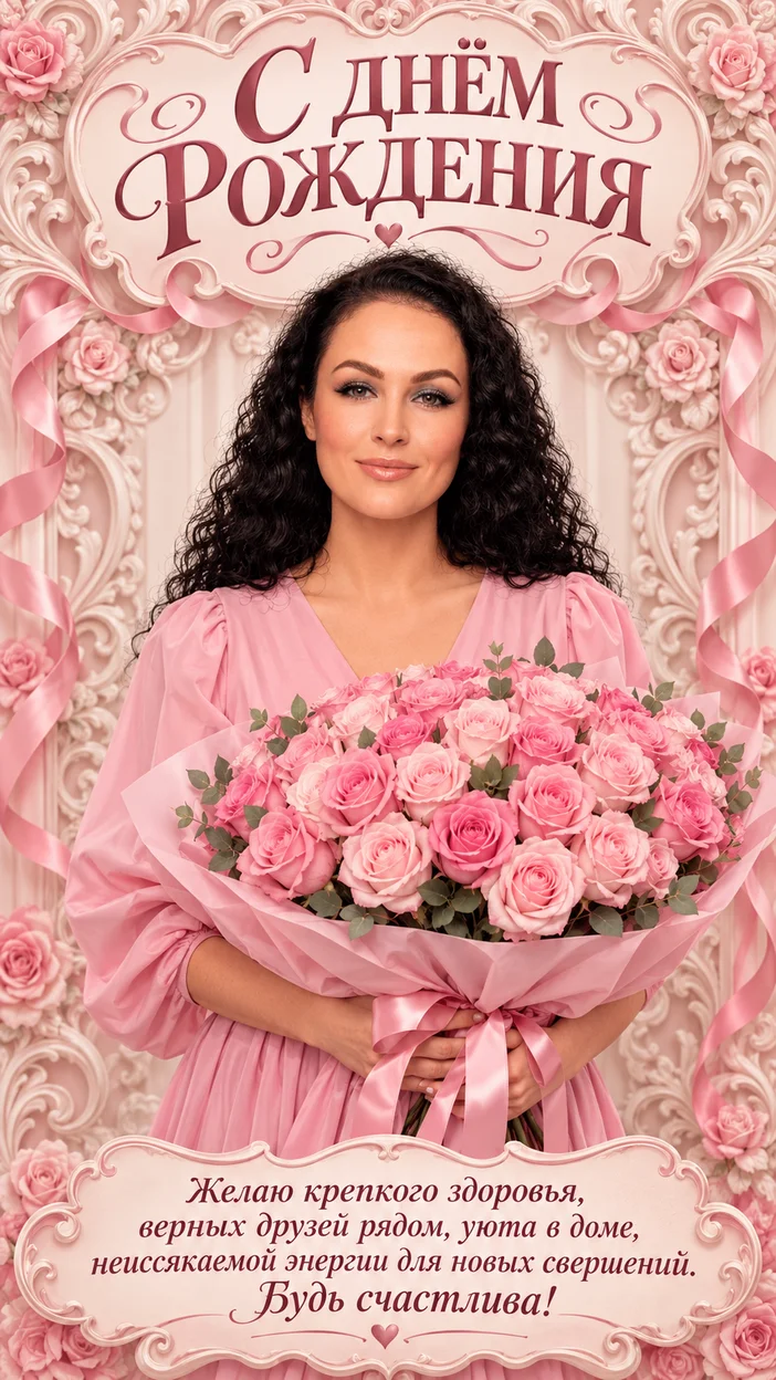 Фотосессия девушки  - Открытка с пожеланием на ДР