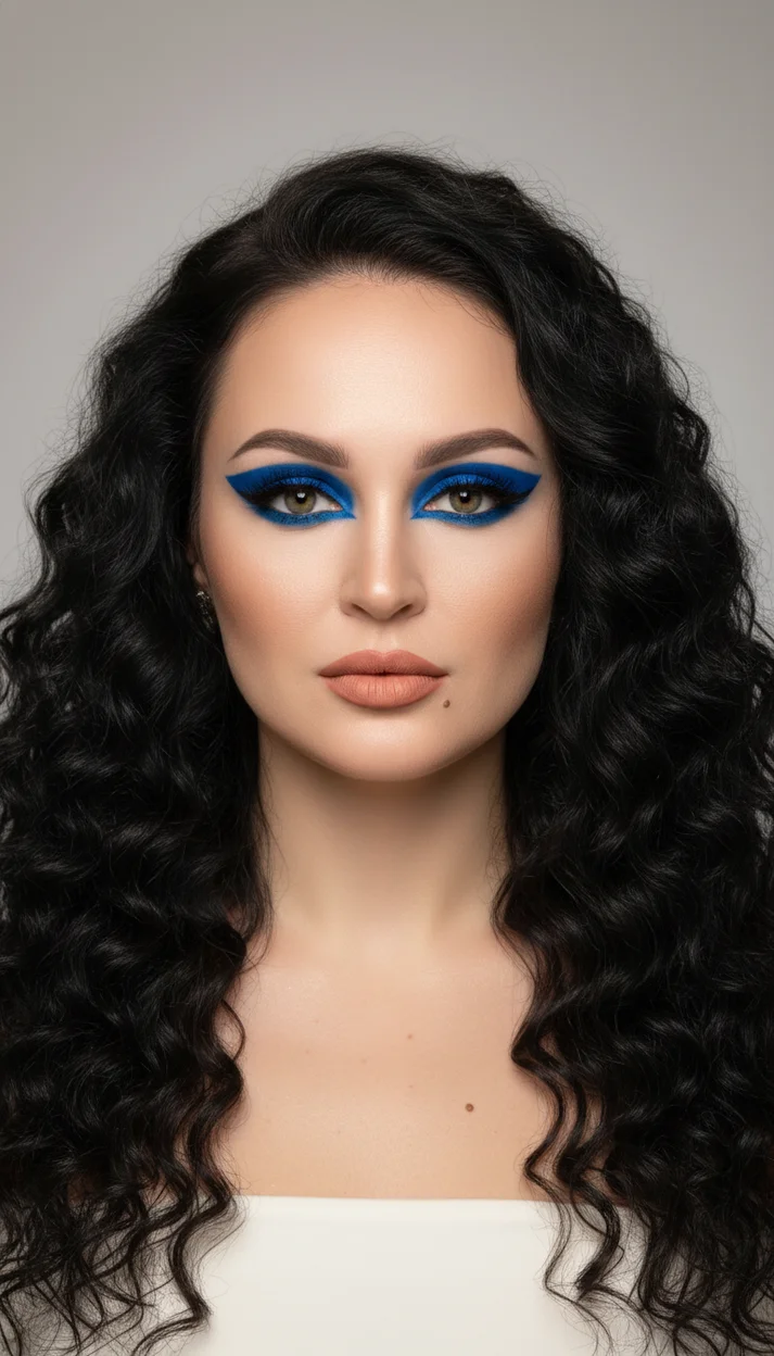 БЬЮТИ-МАКИЯЖ С ЭЛЕКТРИЧЕСКИМИ СИНИМИ СТРЕЛКАМИ