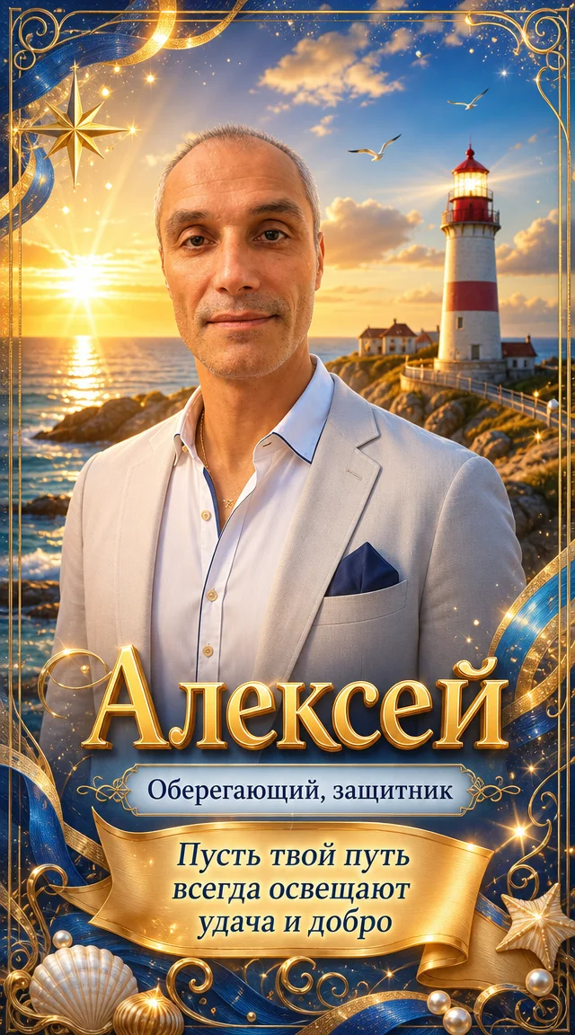 «Алексей» открытка с фото 