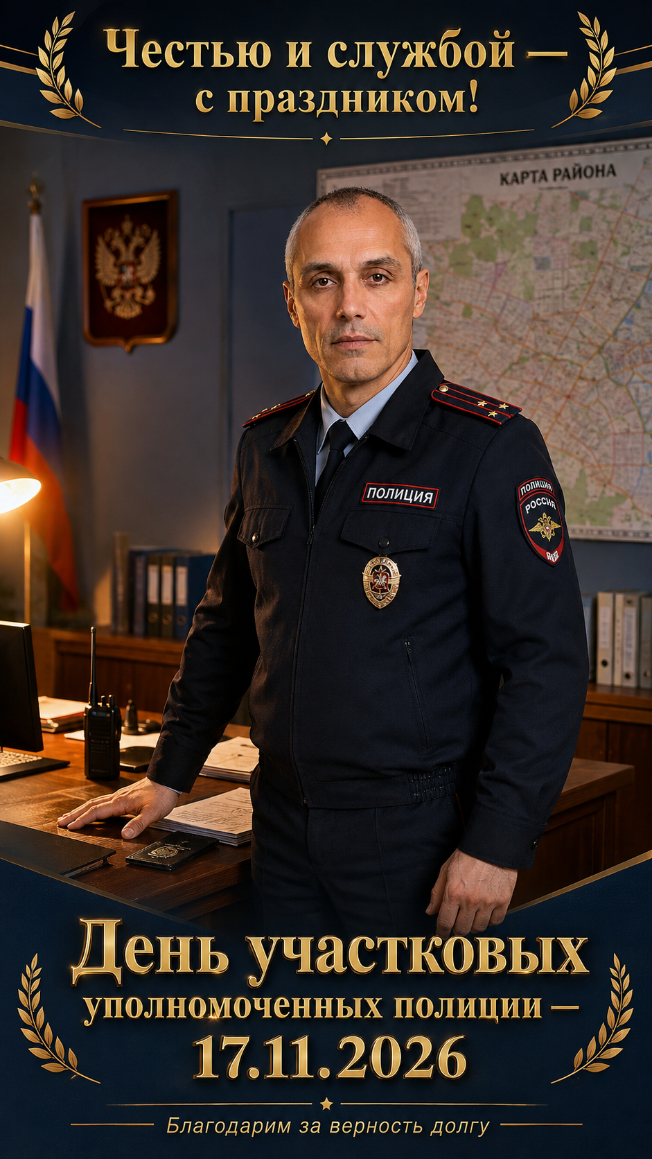 День участковых уполномоченных полиции — 17.11.2026 — официальный портрет в кабинете