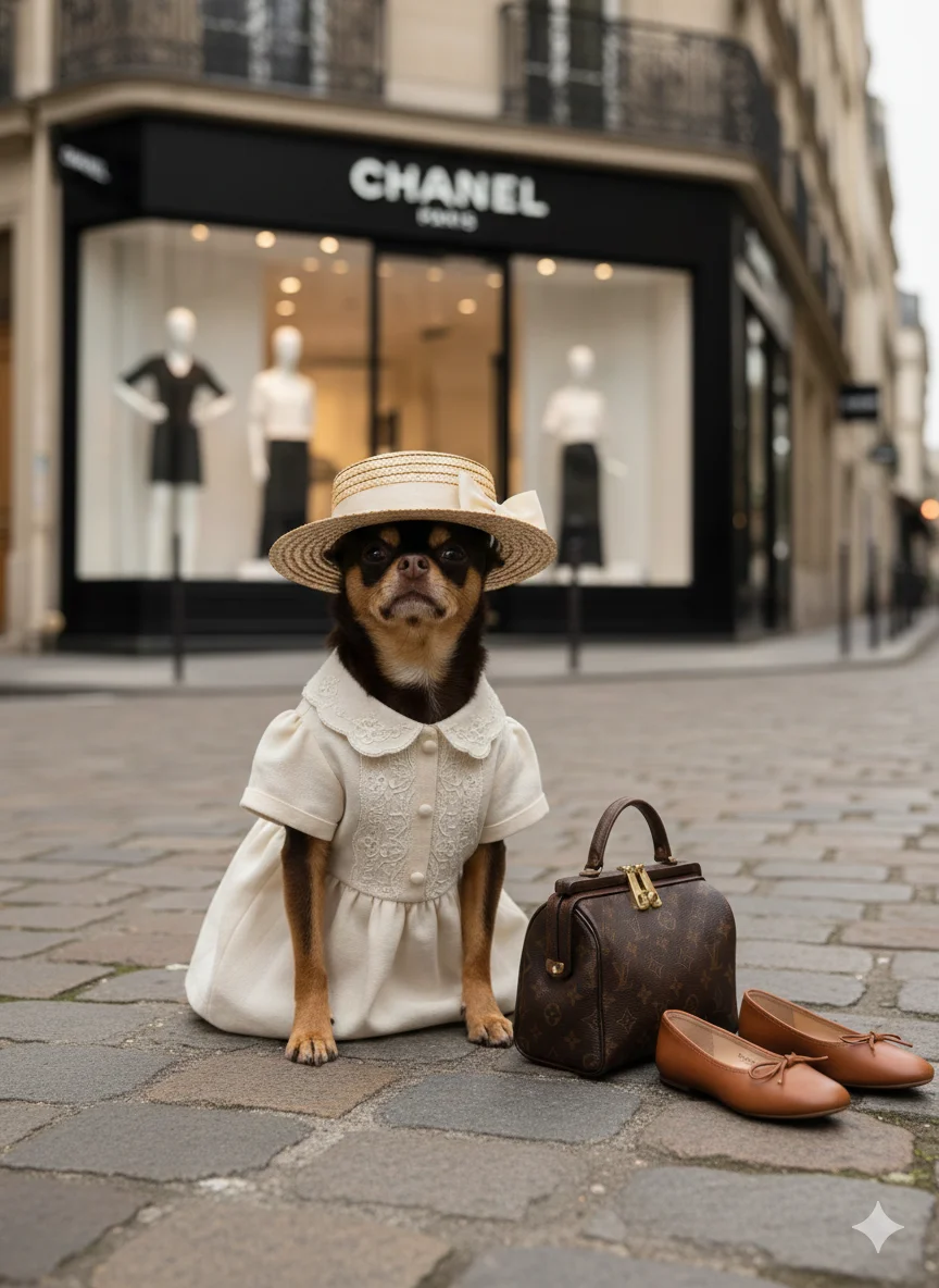 Собака в магазине брендов 