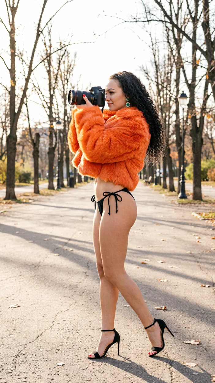 Фото девушки в осенней ветровке — идеи городской ИИ-фотосессии в прохладную погоду