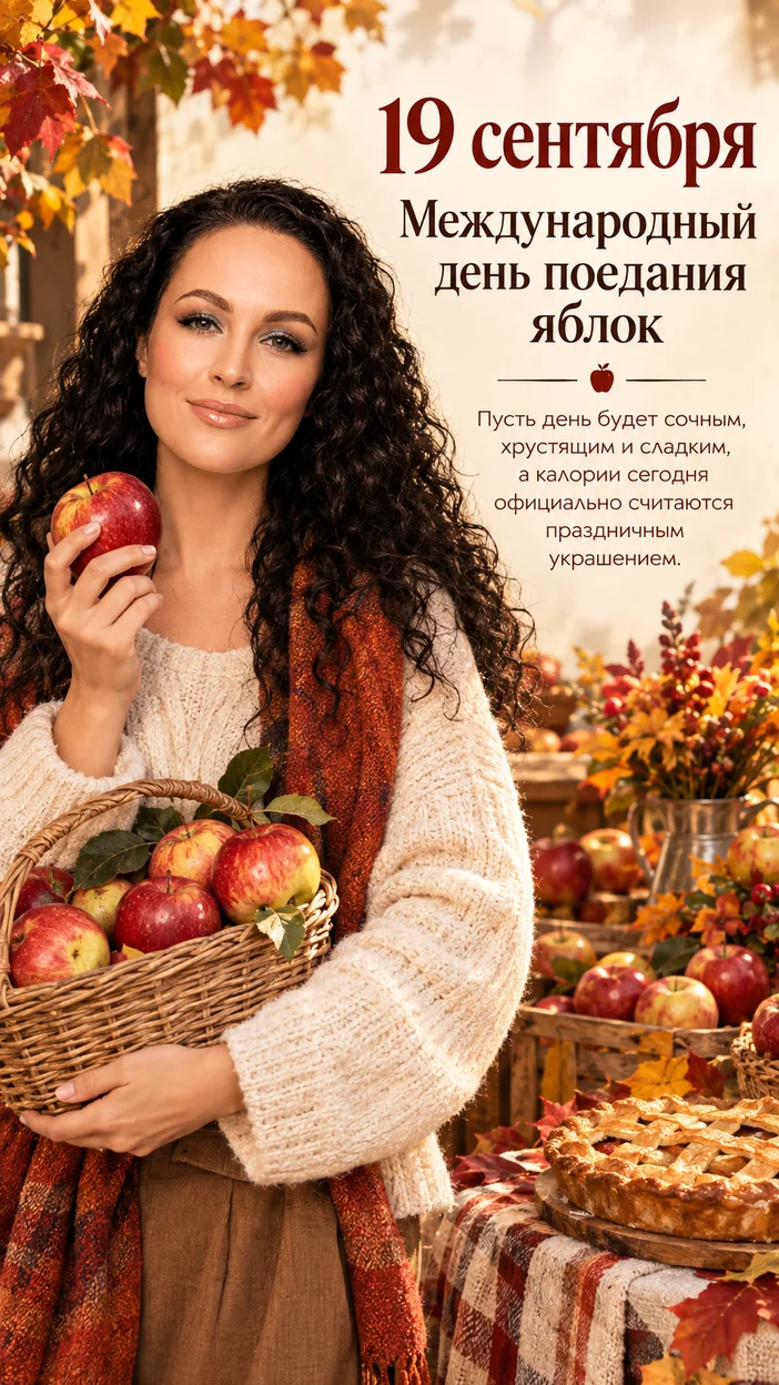Фотосессия фермерский market‑style 19 сентября — Международный день поедания яблок, девушка с корзиной яблок