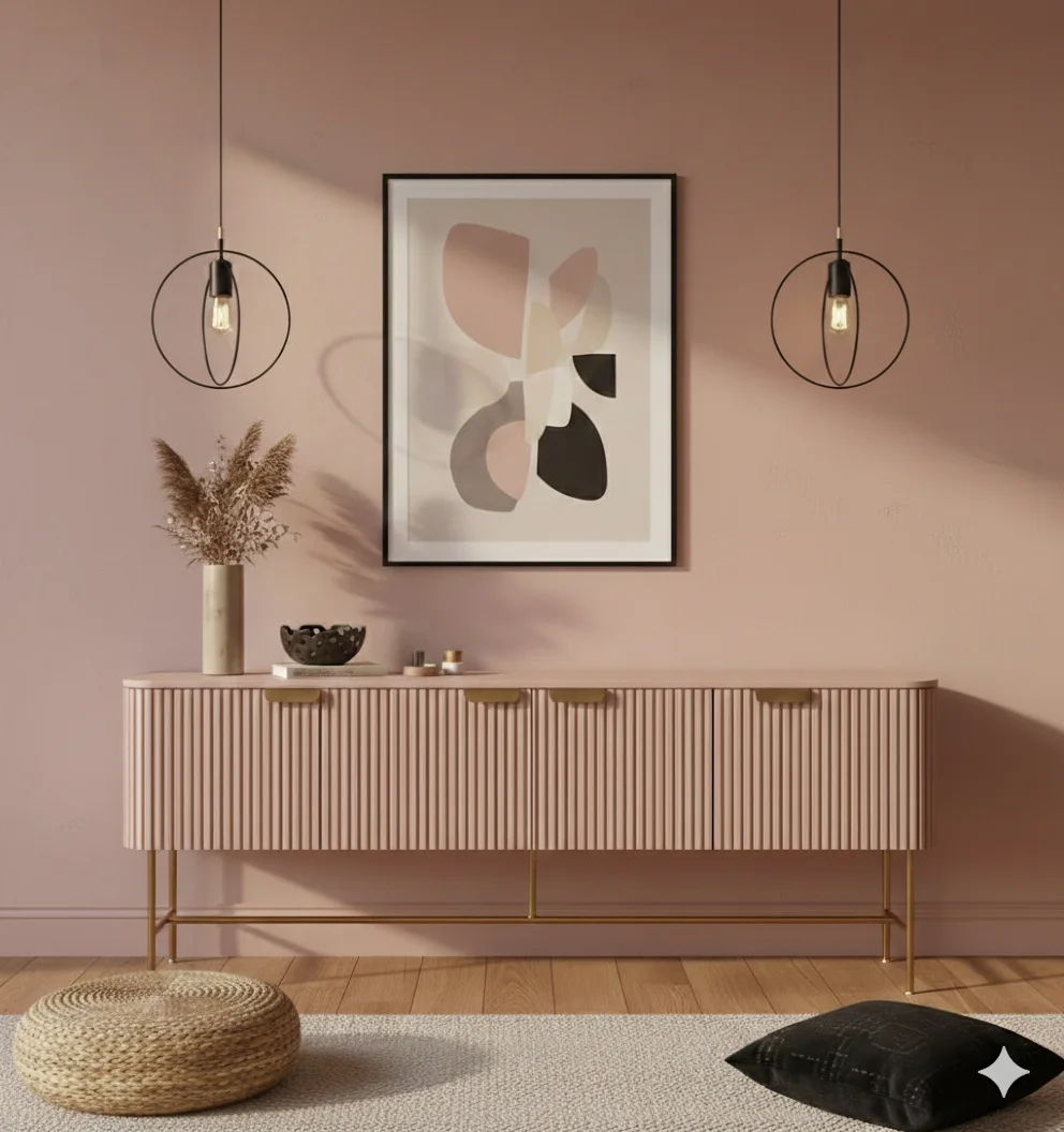 Сцена для продаж - Матовая стена пыльно-розового оттенка с тёплым серо-бежевым подтоном. 