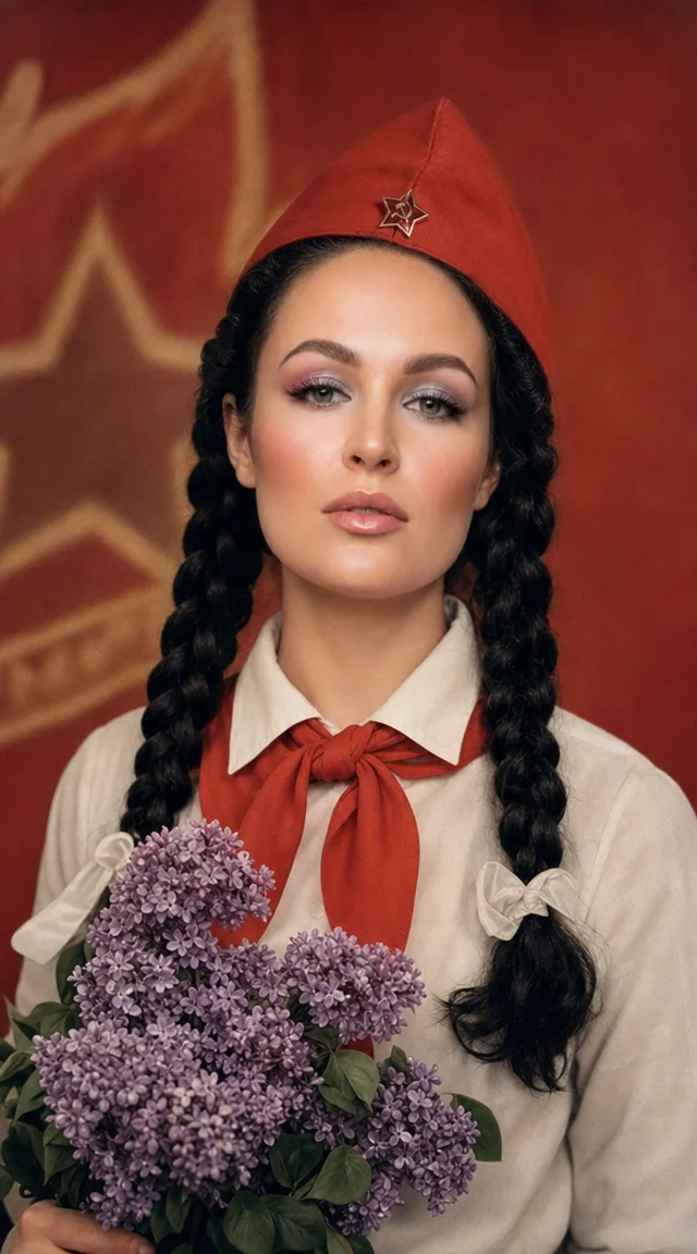 студийный портрет в стиле советской школьной фотографии