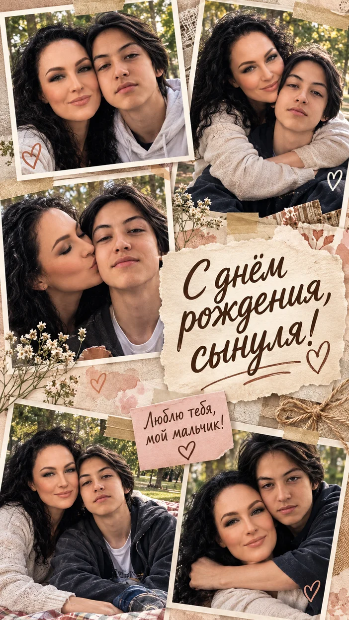Фотооткрытка для сына с текстом "С днём рождения, сынуля!"