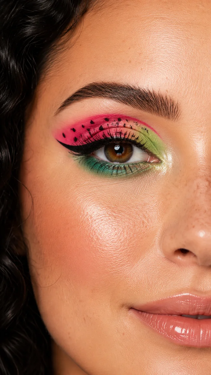 Фотосессия студийный beauty close-up в арбузной палитре