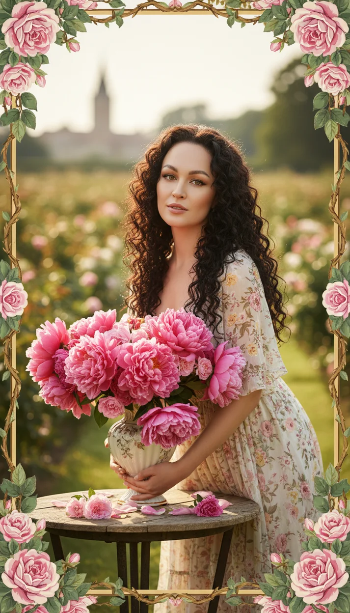 Фотореалистичная художественная сцена в романтической садовой эстетике.