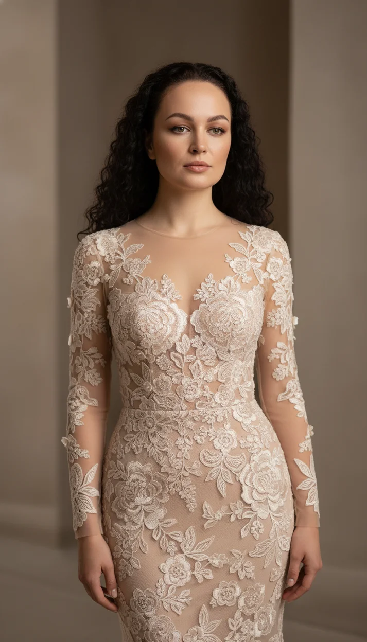 Элегантный кружевной портрет в нюдовых тонах