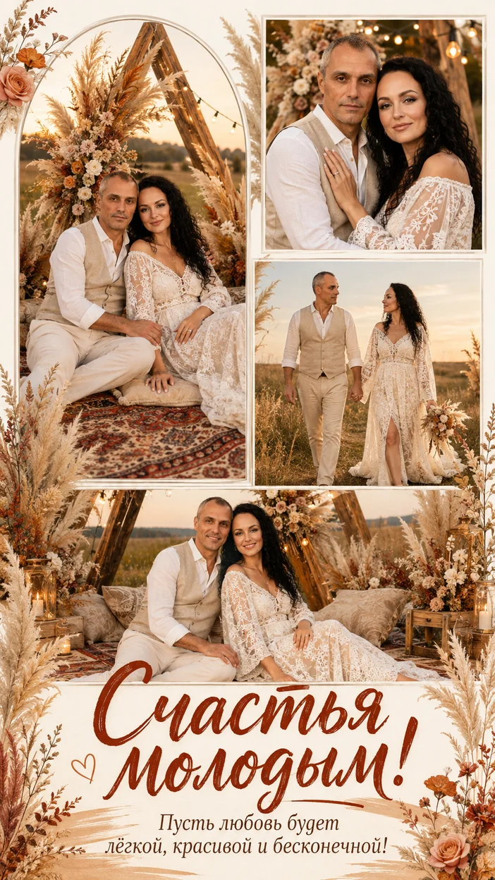 Фотооткрытка «Счастья молодым!»