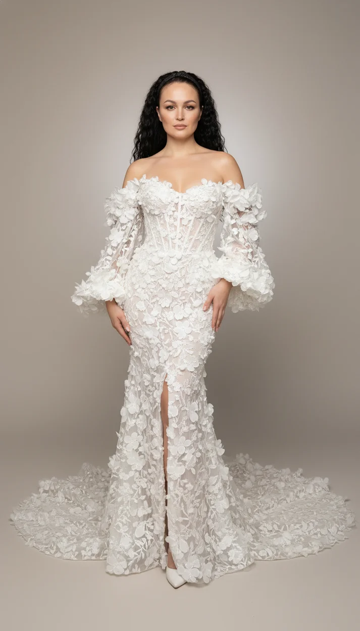 ИИ-фотосессия — Белое Couture платье
