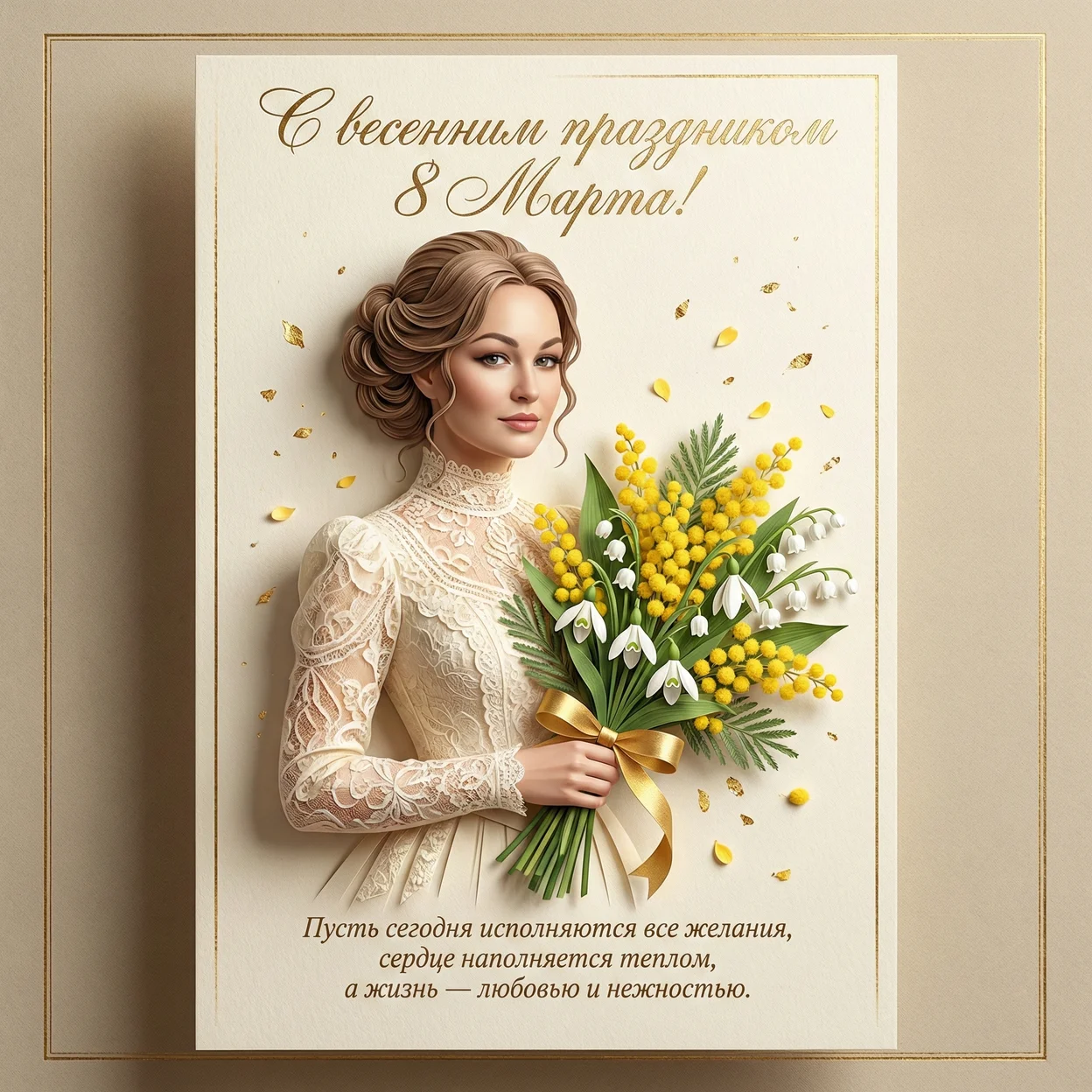 С вашим фото открытка  - «С весенним праздником 8 Марта!»