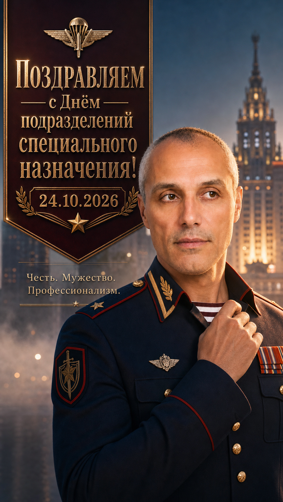 День подразделений специального назначения — 24.10.2026 — строгая патриотическая открытка