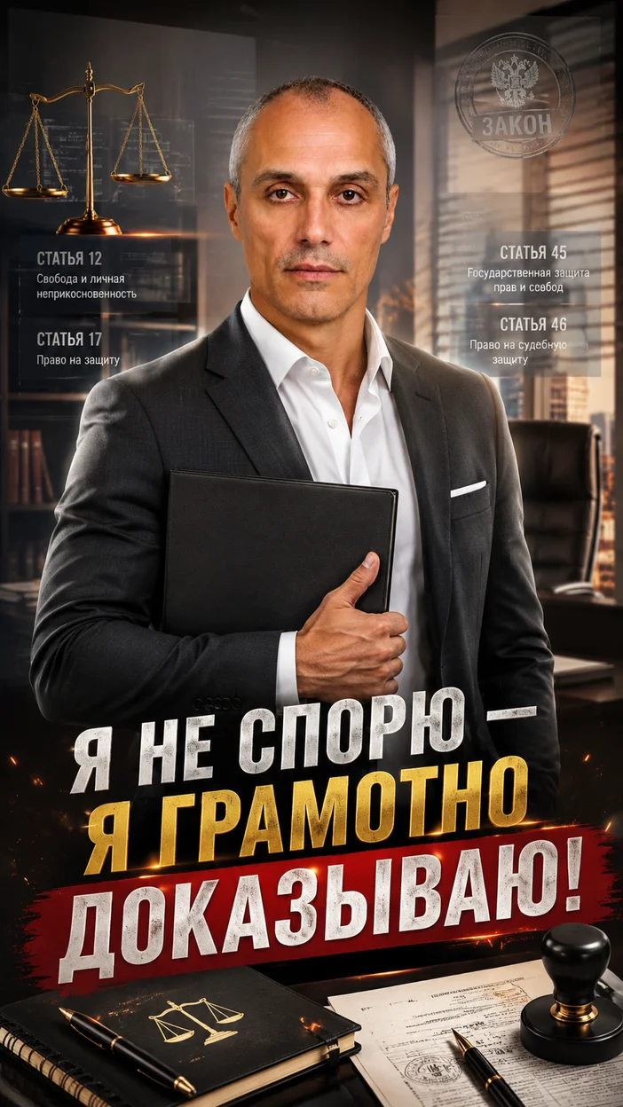 Фотооткрытка для юриста с текстом "Я НЕ СПОРЮ — Я ГРАМОТНО ДОКАЗЫВАЮ!"
