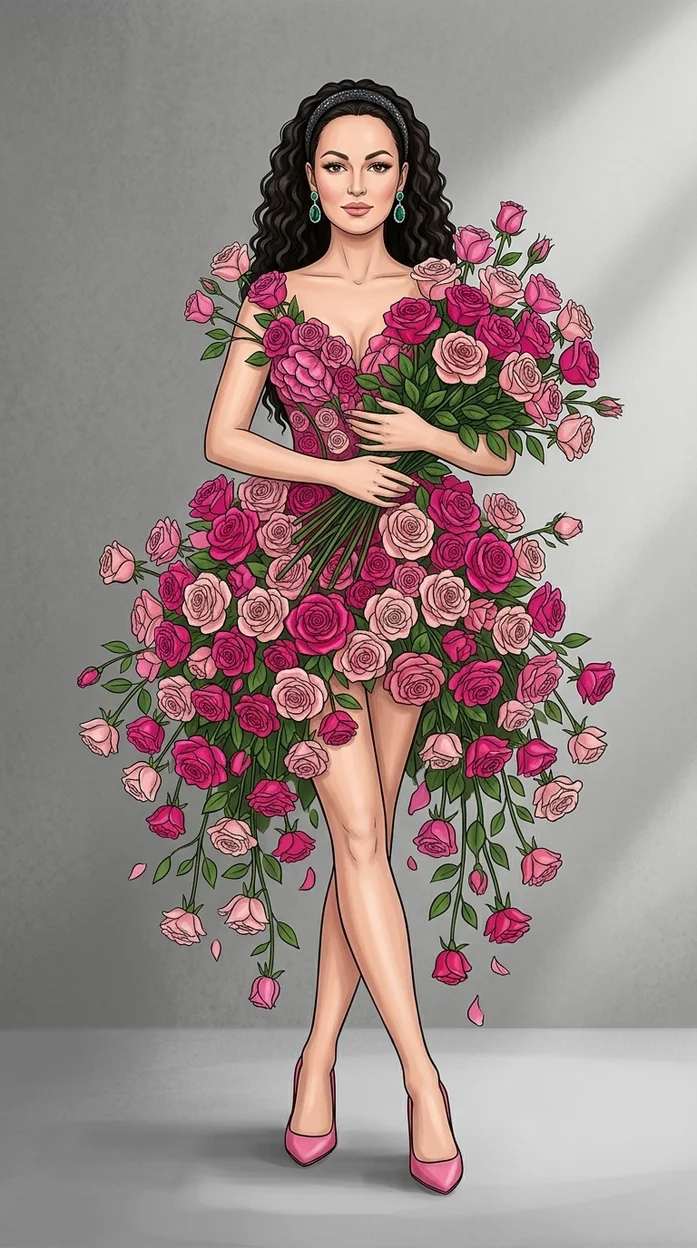  Девушка в платье из роз