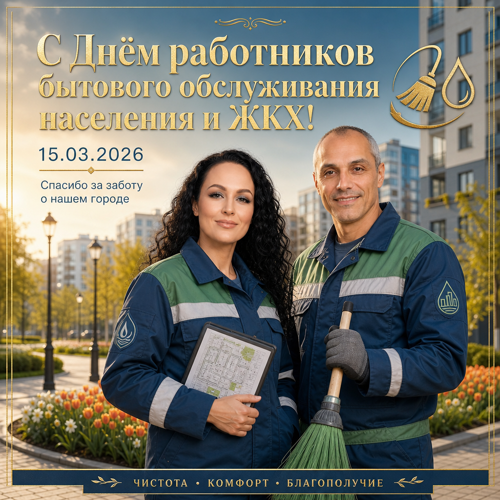 День работников бытового обслуживания населения и ЖКХ — 15.03.2026 — торжественная городская открытка