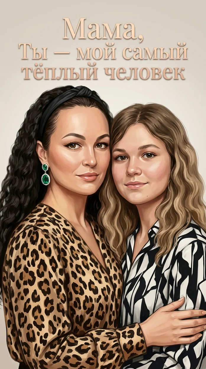 Открытка для мамы  с двумя фото - Мама, Ты — мой самый тёплый человек