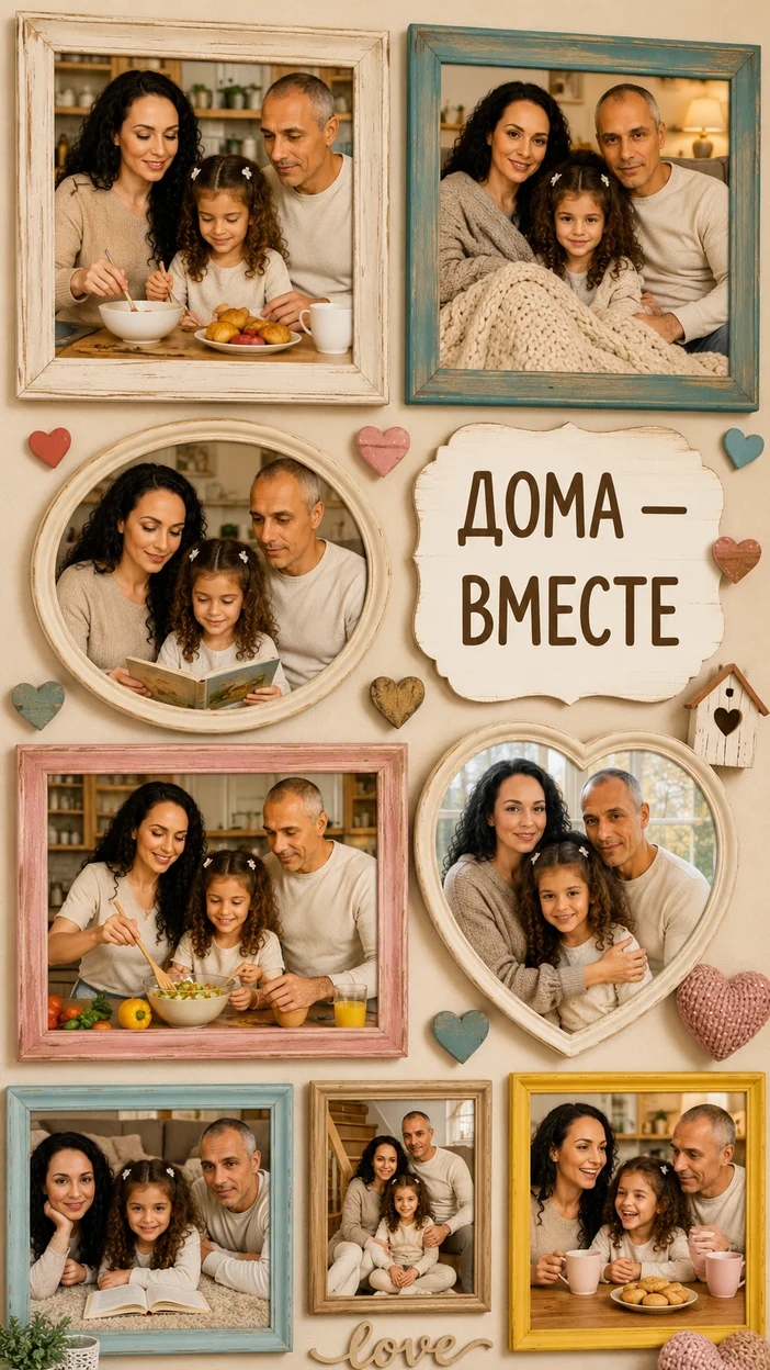 Фотосессия домашняя галерея с семейными моментами
