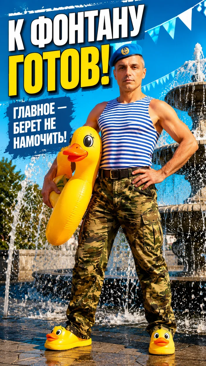 Фотосессия мужчины в берете у городского фонтана