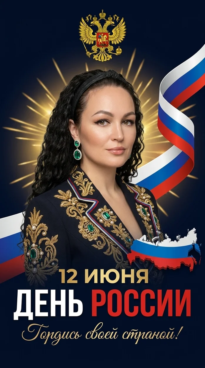 торжественный патриотический постер ко Дню России в стиле премиального праздничного плаката