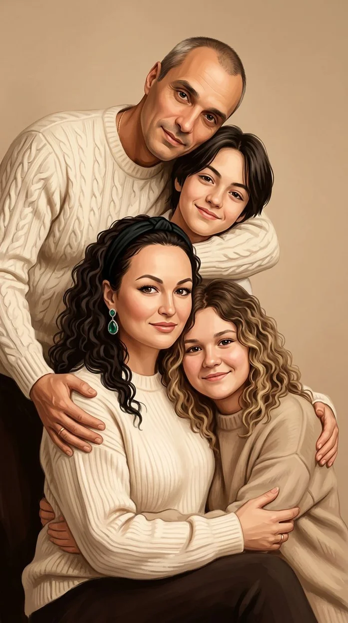 Семейная иллюстрация портрет 