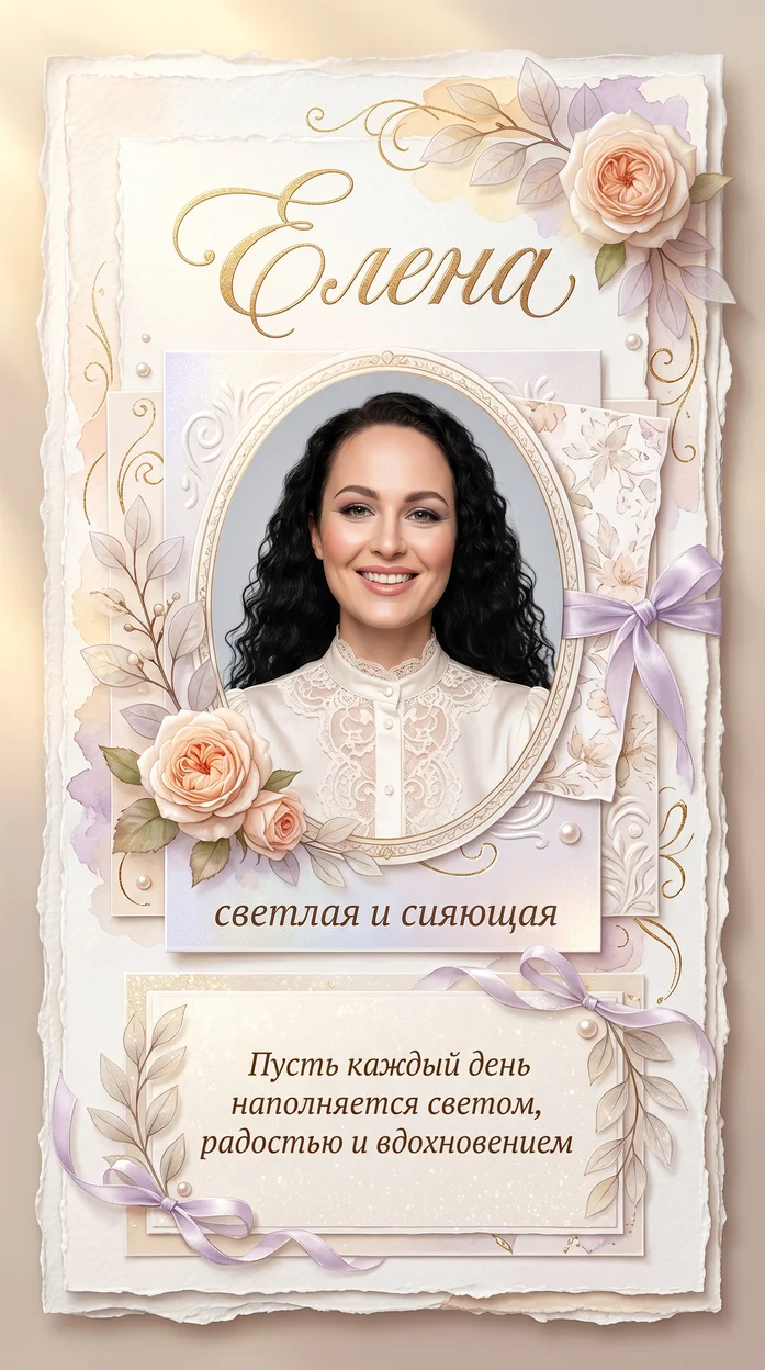 «Елена» именная открытка