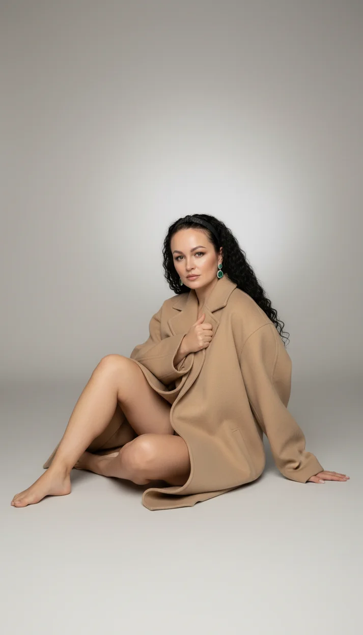  Минималистичный fashion-портрет в бежевом пальто