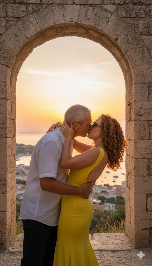 Закат под древней аркой