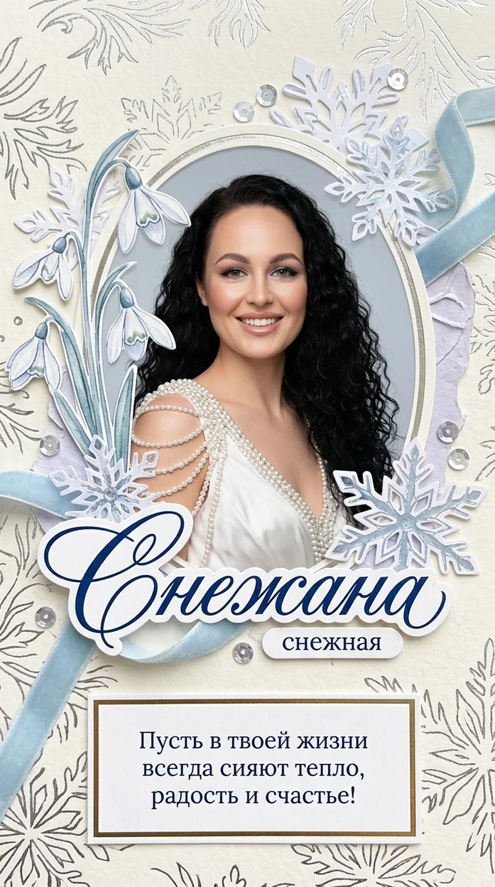 «Снежана» именная открытка 