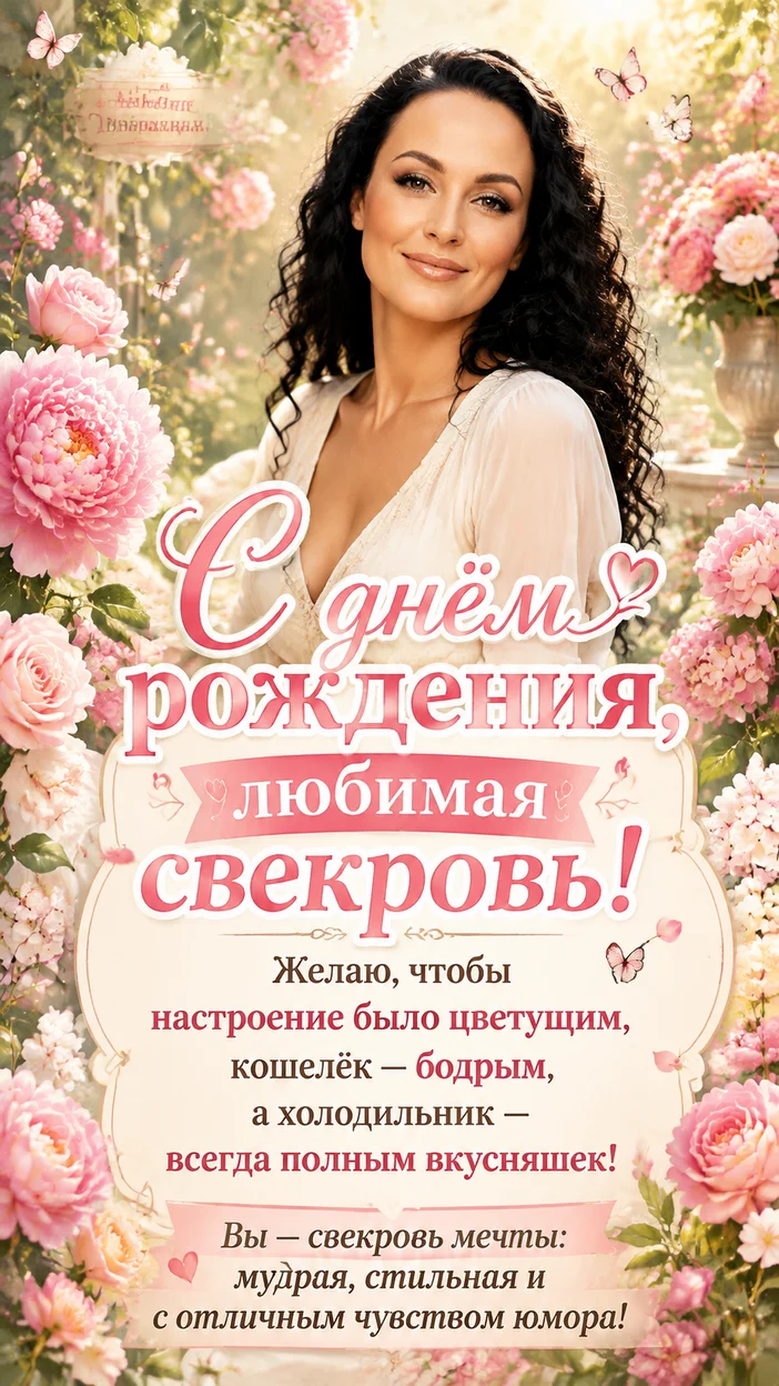 Фотосессия свекрови в цветущем саду