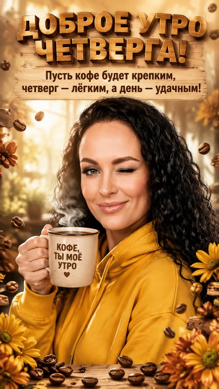 Фотооткрытка для всех с поздравлением "ДОБРОЕ УТРО ЧЕТВЕРГА!"