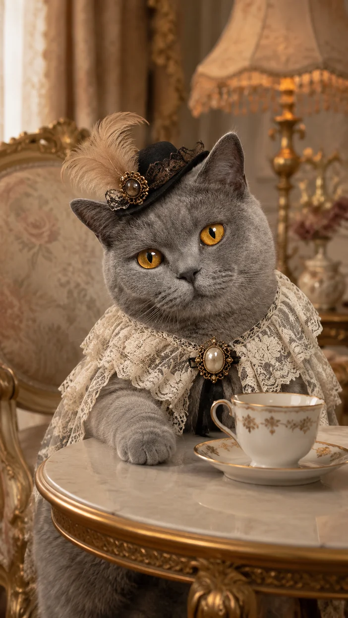 Фотосессия кошки в аристократическом салоне