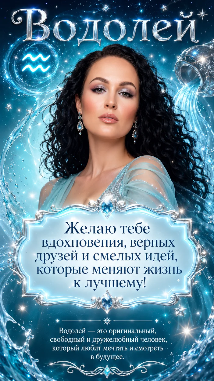 Водолей фото для подарка с ии  открыткой и по желаниями 